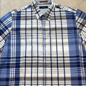Tasso Elba Mens XL Plaid Casual Button Down Shirt
